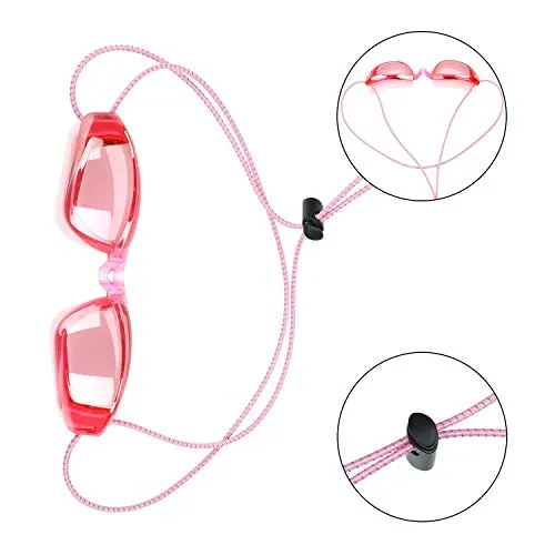 10 Sets Bungee Cord Strap Kit for Swim Goggles, Adjustable Replacement Swimming Goggle Strap with Cord Lock Clamp for Swimming Supplies (Green, Blue, Pink, Yellow, Orange)