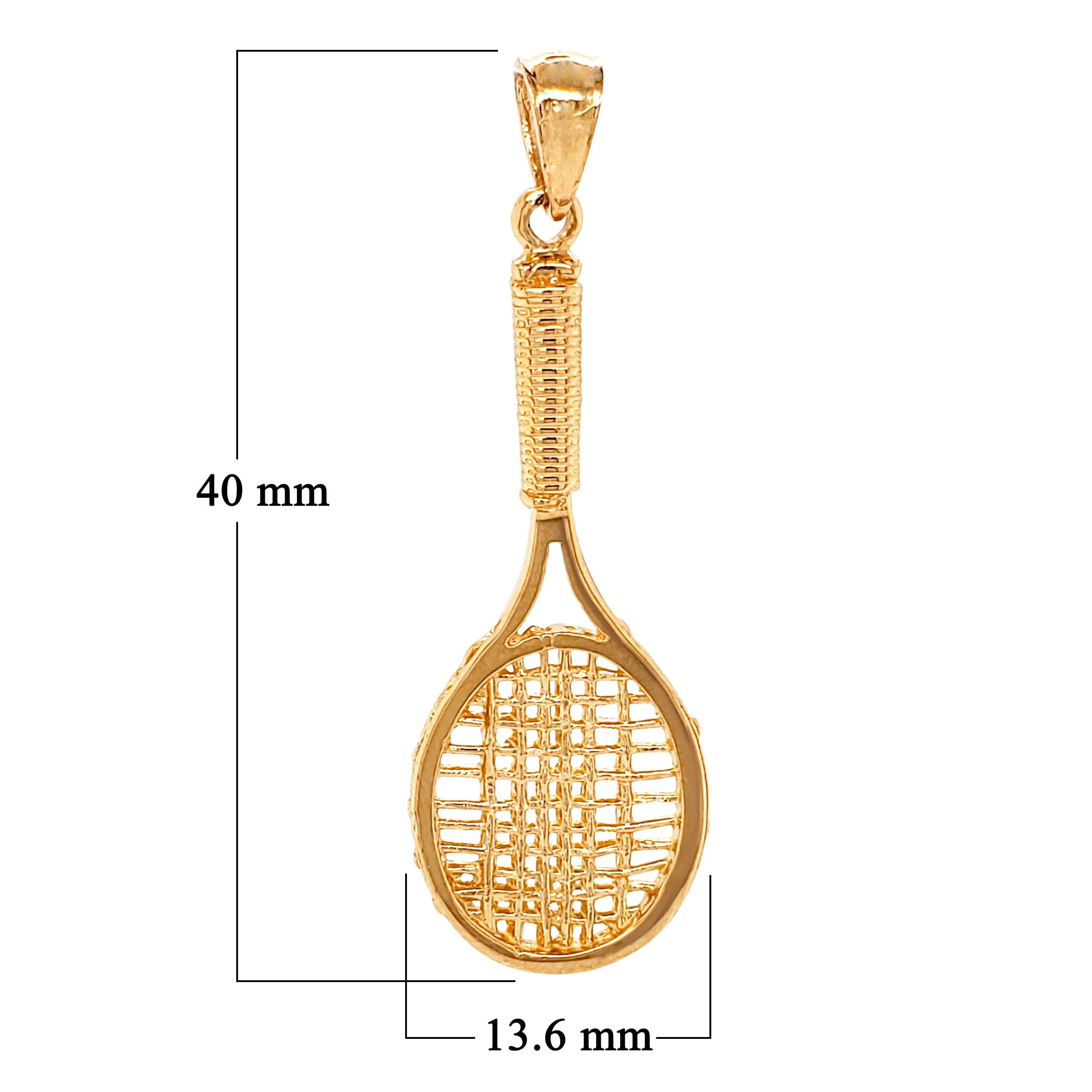 14k Yellow White or Rose Gold Tennis Racquet Tennis Racket Sports Charm Pendant 3.6 grams