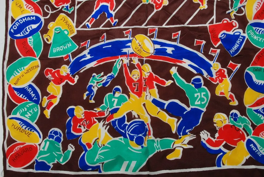 1940s College Football Theme Silk Scarf