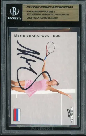 2003 Netpro Elite Court Authentics Maria Sharapova Auto #MS1 Pink Dress RC /50