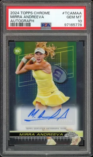 2024 Topps Chrome Tennis #TCAMAA Mirra Andreeva Auto Rookie PSA 10 GEM MINT