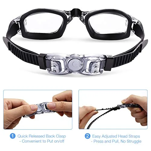 aegend Swim Goggles, Swimming Goggles No Leaking Anti Fog UV Protection Triathlon Swim Goggles with Free Protection Case for Adult Men Women Youth Kids Child, Multiple Choice