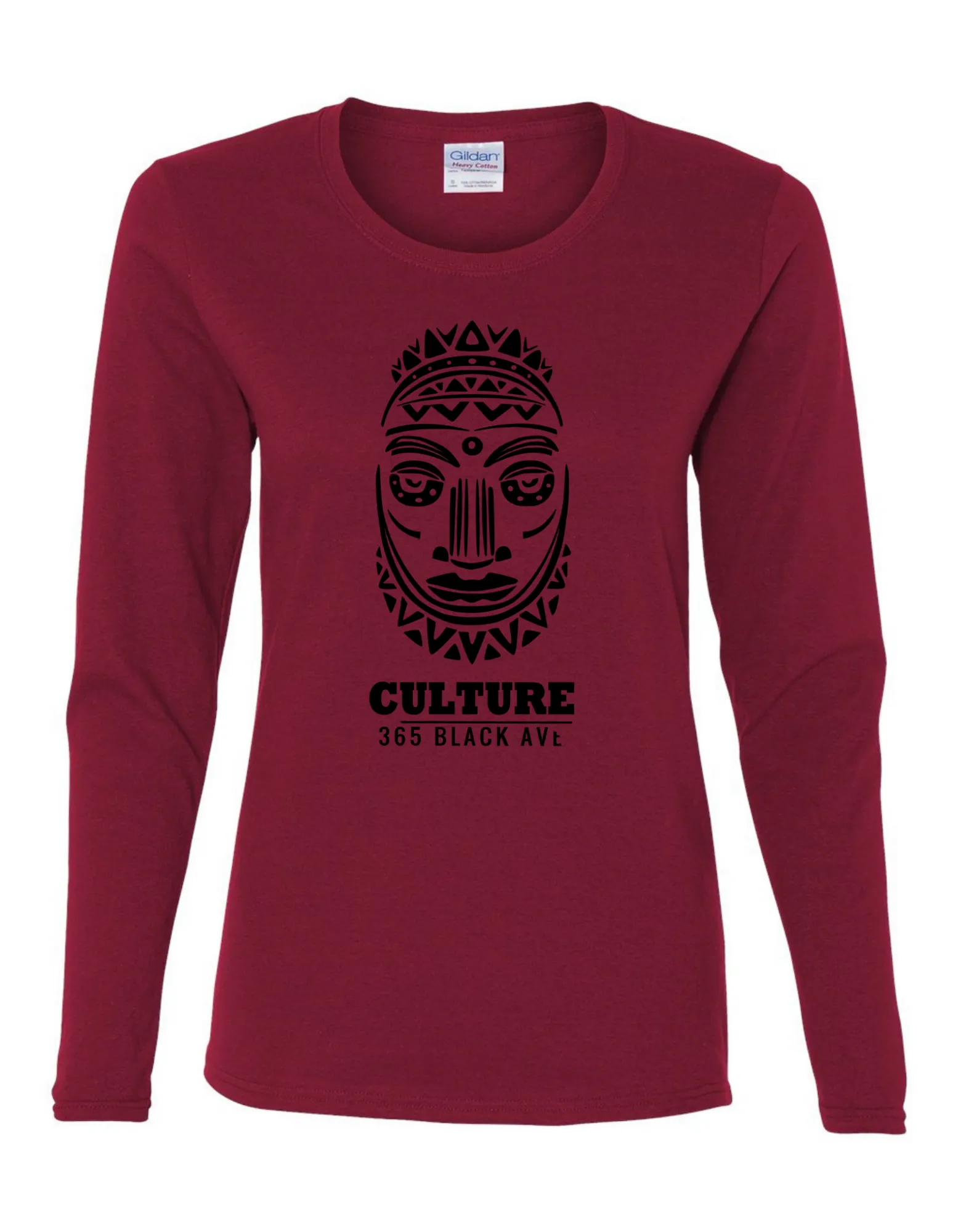 African Mask Long Sleeve Tee - Women's Cut