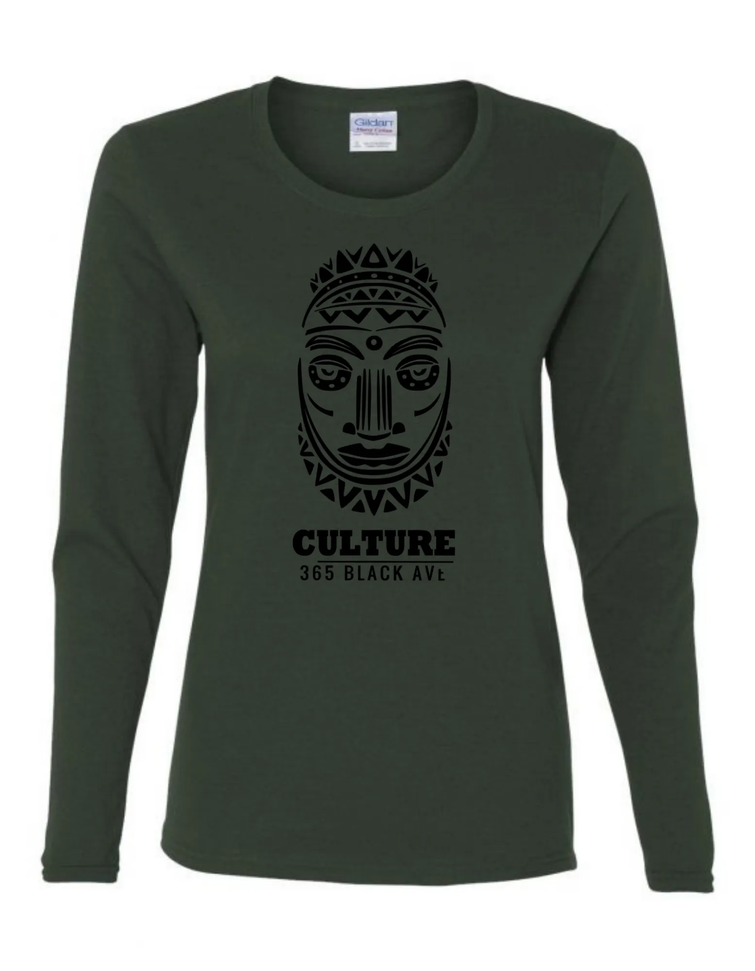 African Mask Long Sleeve Tee - Women's Cut