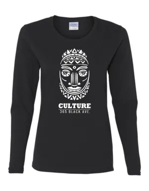 African Mask Long Sleeve Tee - Women's Cut