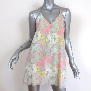 Alice   Olivia Mini Dress Fierra Pastel Floral Print Silk Size Extra Small