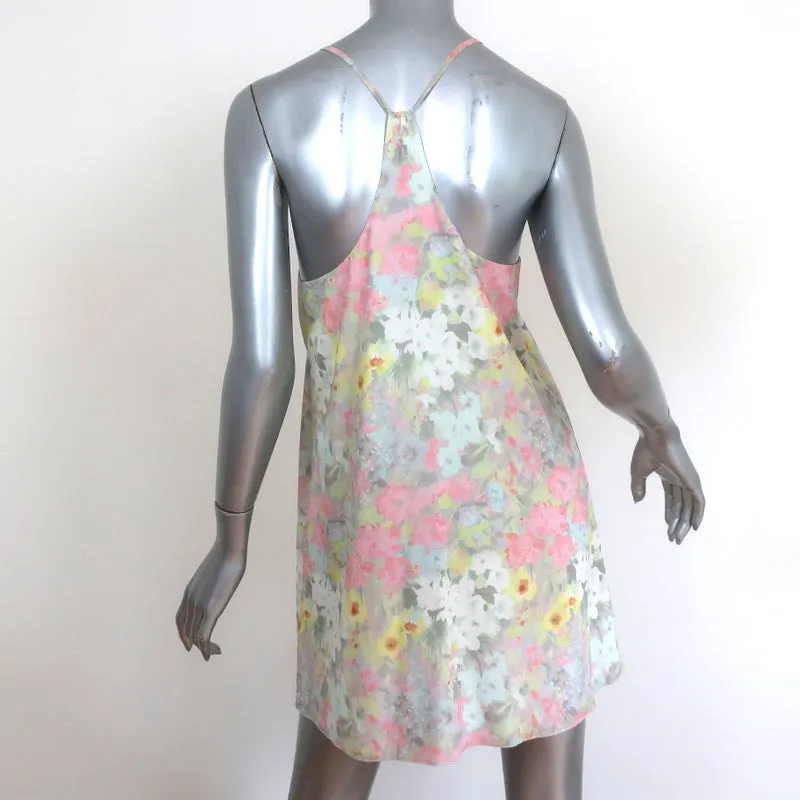 Alice   Olivia Mini Dress Fierra Pastel Floral Print Silk Size Extra Small