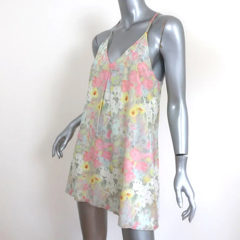 Alice   Olivia Mini Dress Fierra Pastel Floral Print Silk Size Extra Small
