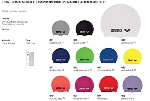 Arena 91662 Classic Silicone Swimming Caps (White)
