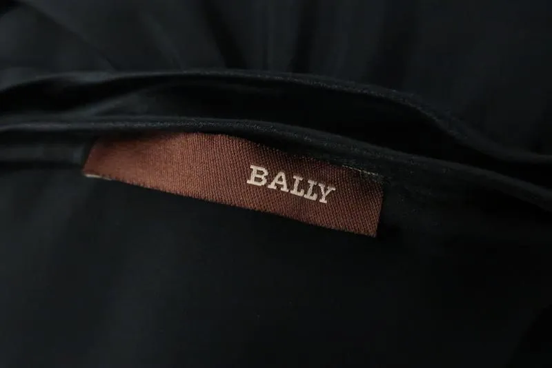 Bally Dress Black Satin-Trim Silk Size US 2 Scoop Neck 3/4 Sleeve