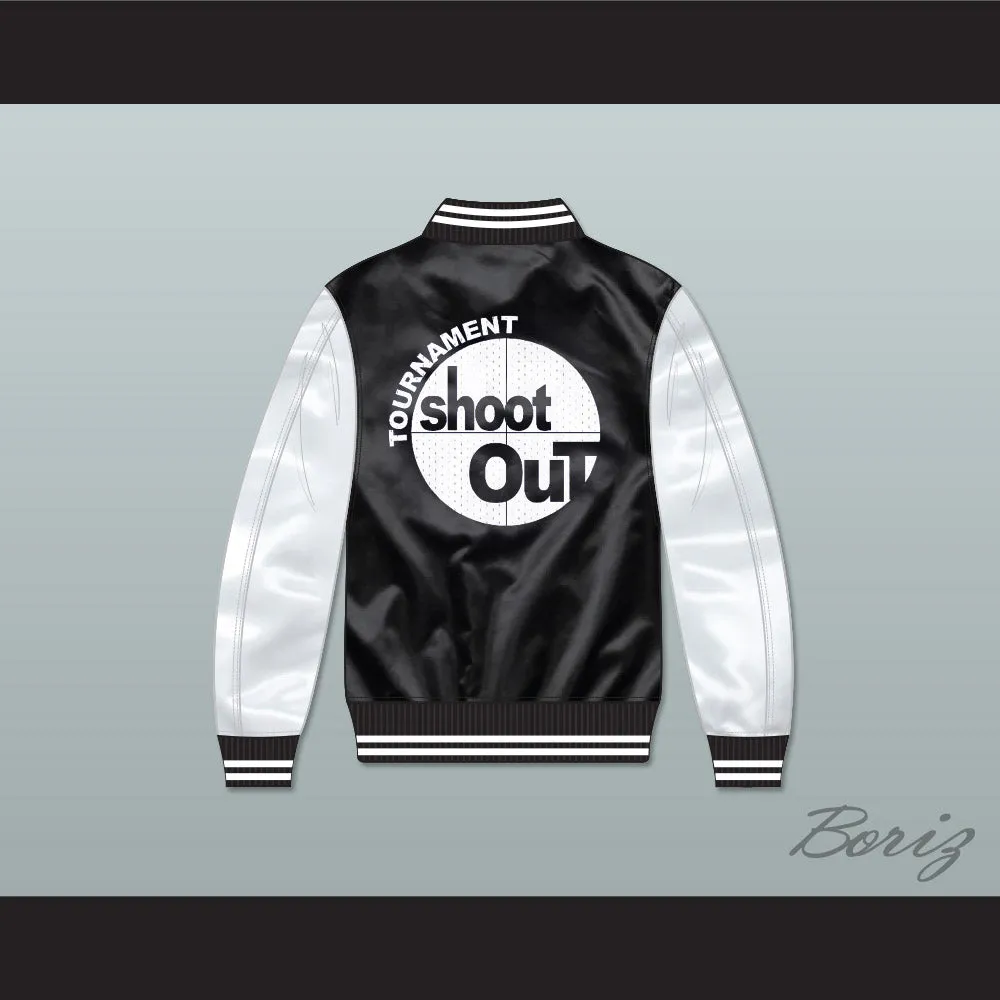 Birdmen Tournament Shoot Out Black/ White Varsity Letterman Satin Bomber Jacket
