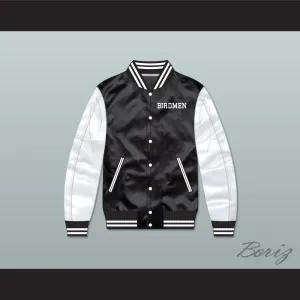 Birdmen Tournament Shoot Out Black/ White Varsity Letterman Satin Bomber Jacket