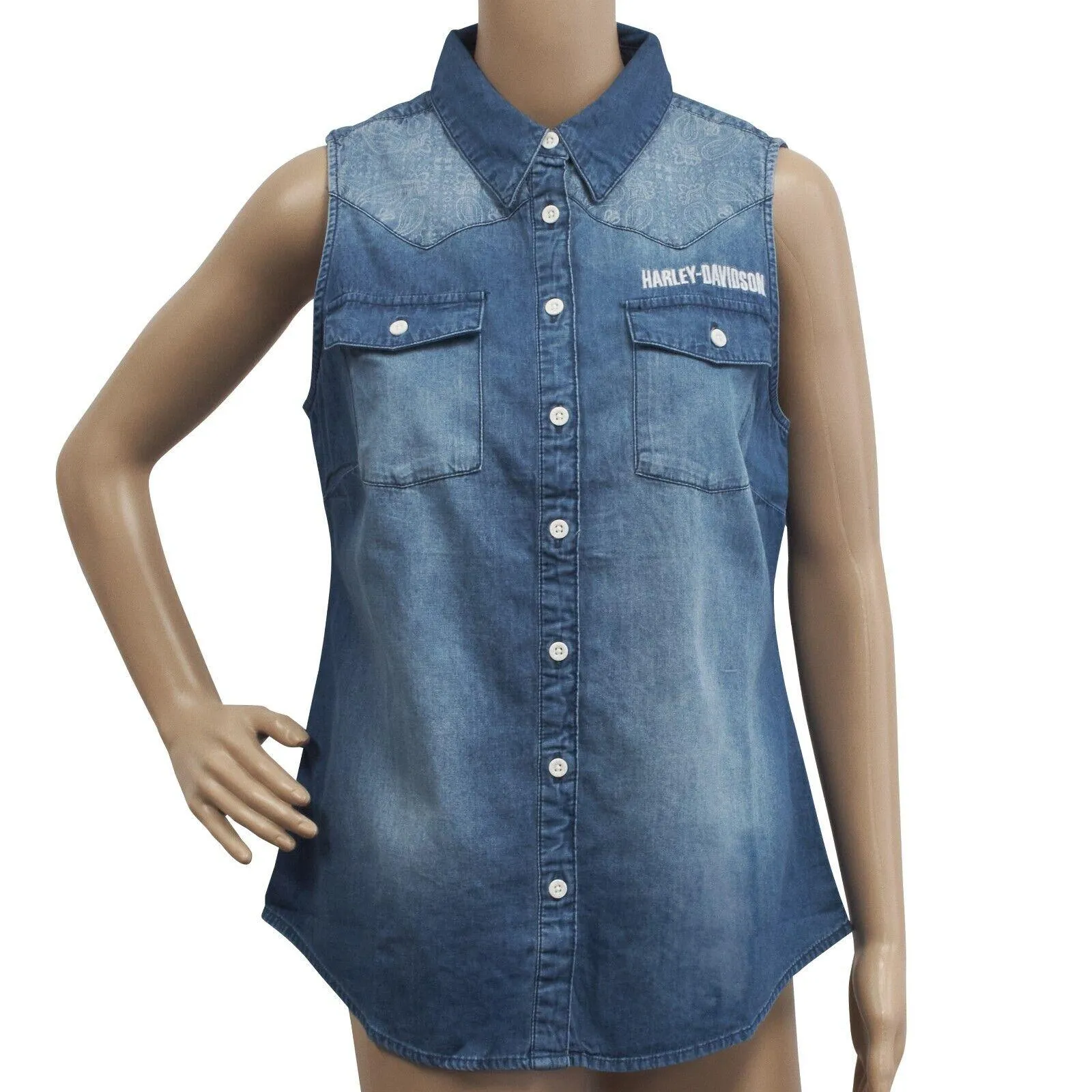 Branded  Women's Geometric Pattern Denim Sleeveless Vest
