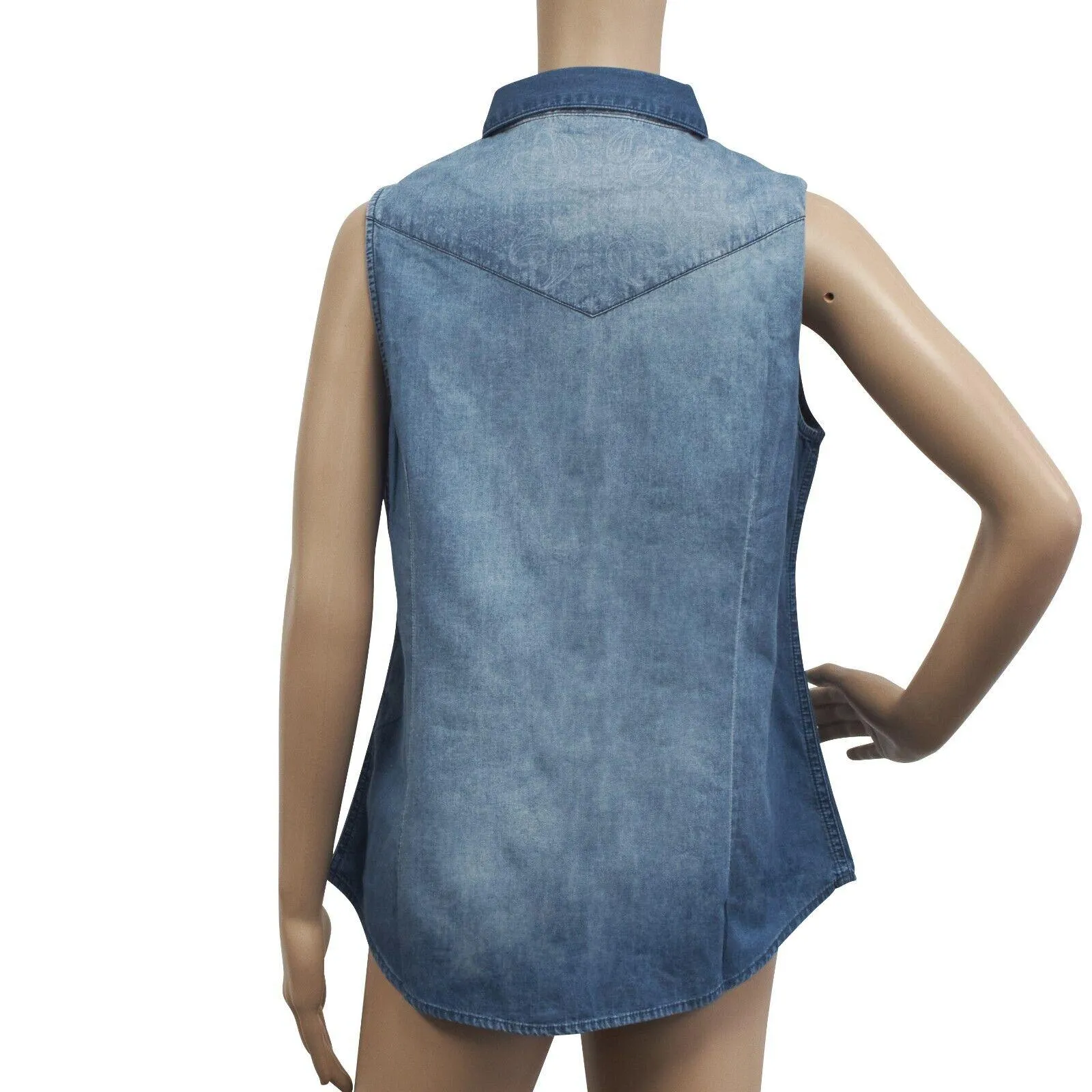 Branded  Women's Geometric Pattern Denim Sleeveless Vest