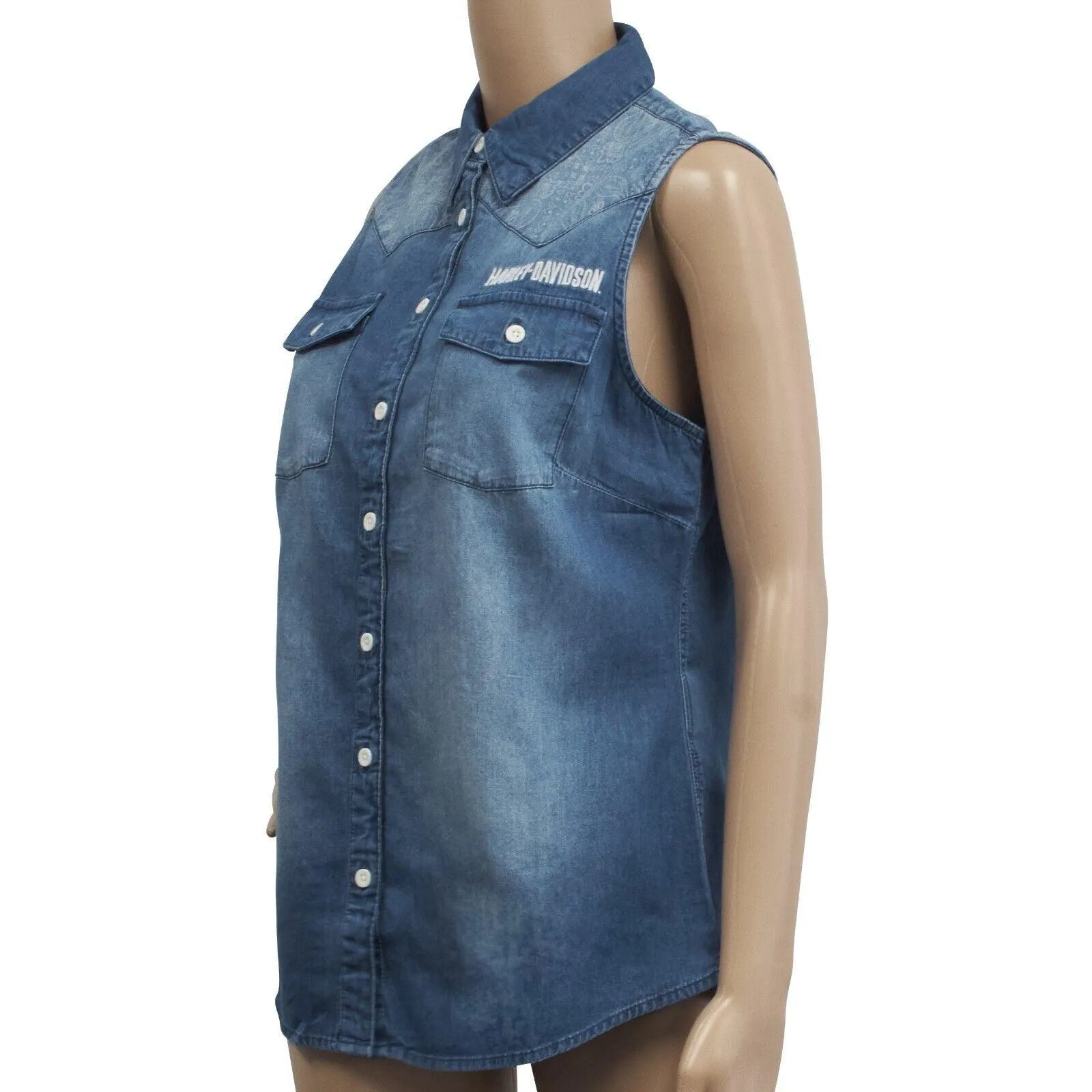 Branded  Women's Geometric Pattern Denim Sleeveless Vest