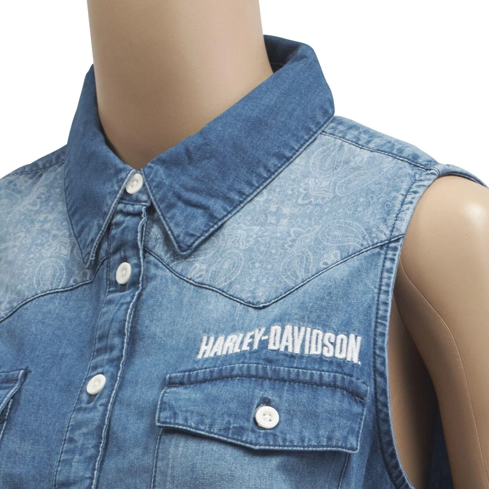 Branded  Women's Geometric Pattern Denim Sleeveless Vest