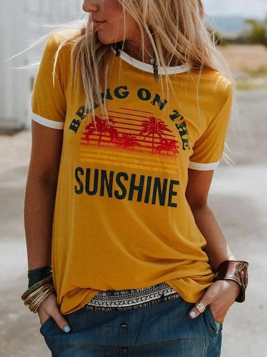 Bring On The Sunshine Coconut Tree Graphic Print Tee