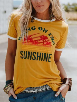 Bring On The Sunshine Coconut Tree Graphic Print Tee