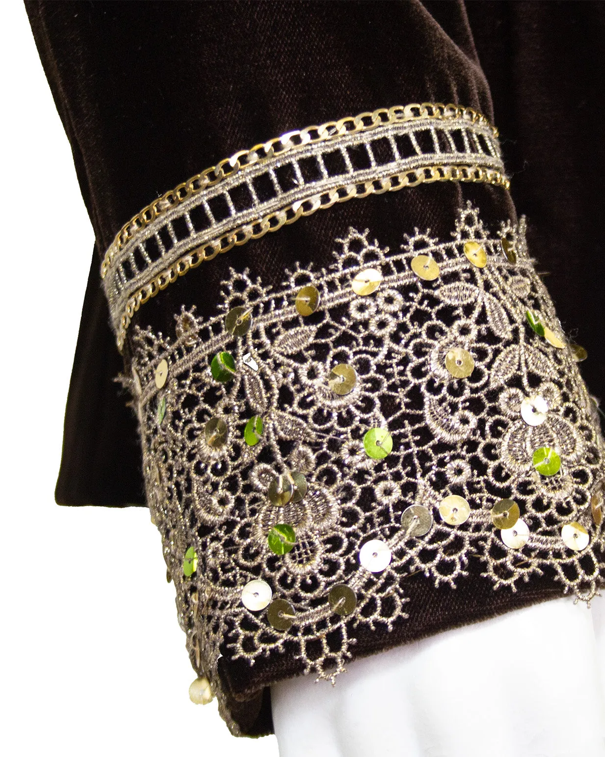 Brown Velvet Embroidered Jacket