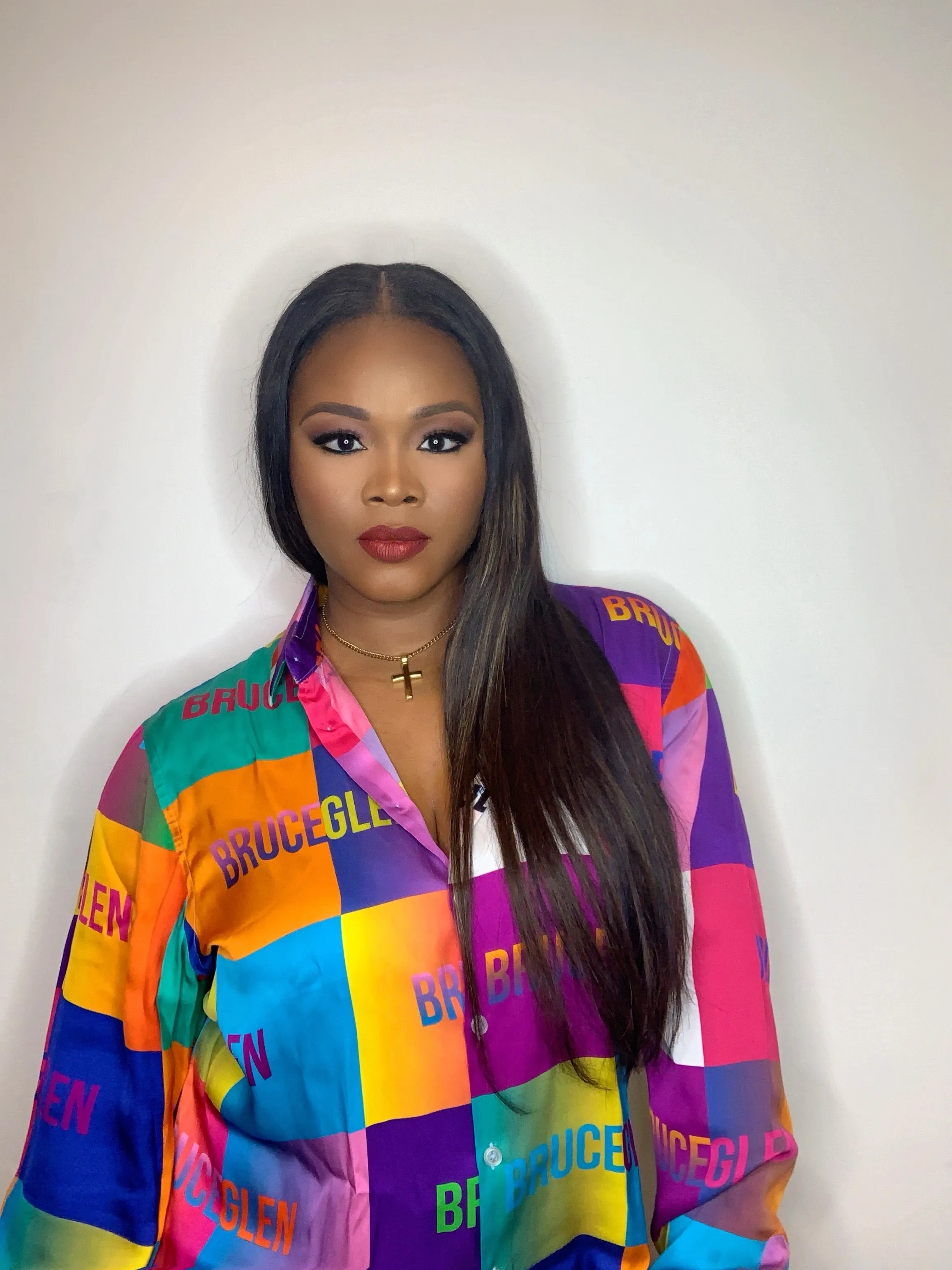 BruceGlen Happy Silky Multicolor Button Down Shirt