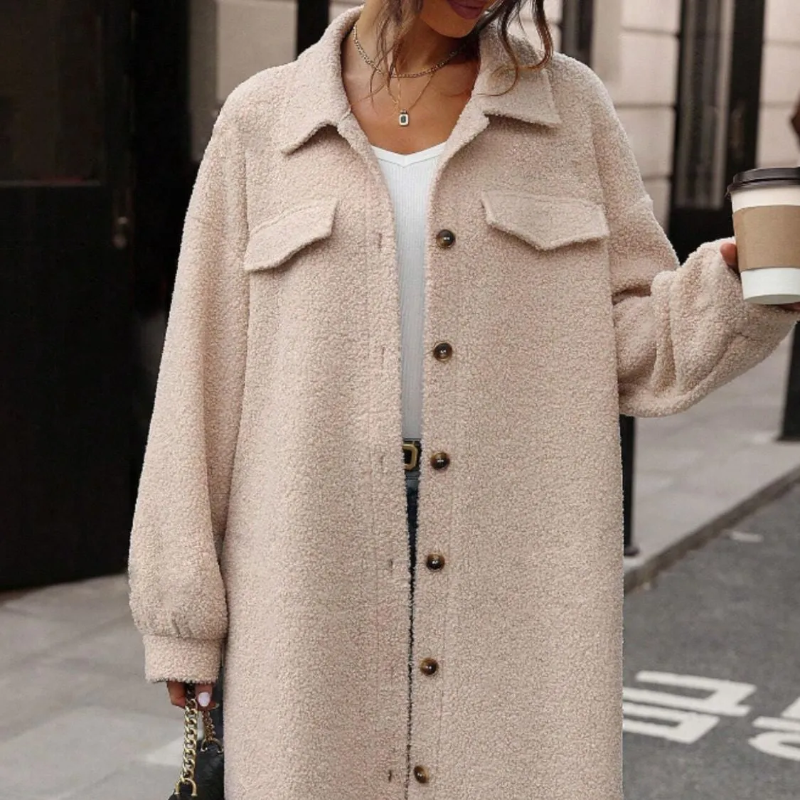 Button Up Sherpa Coat