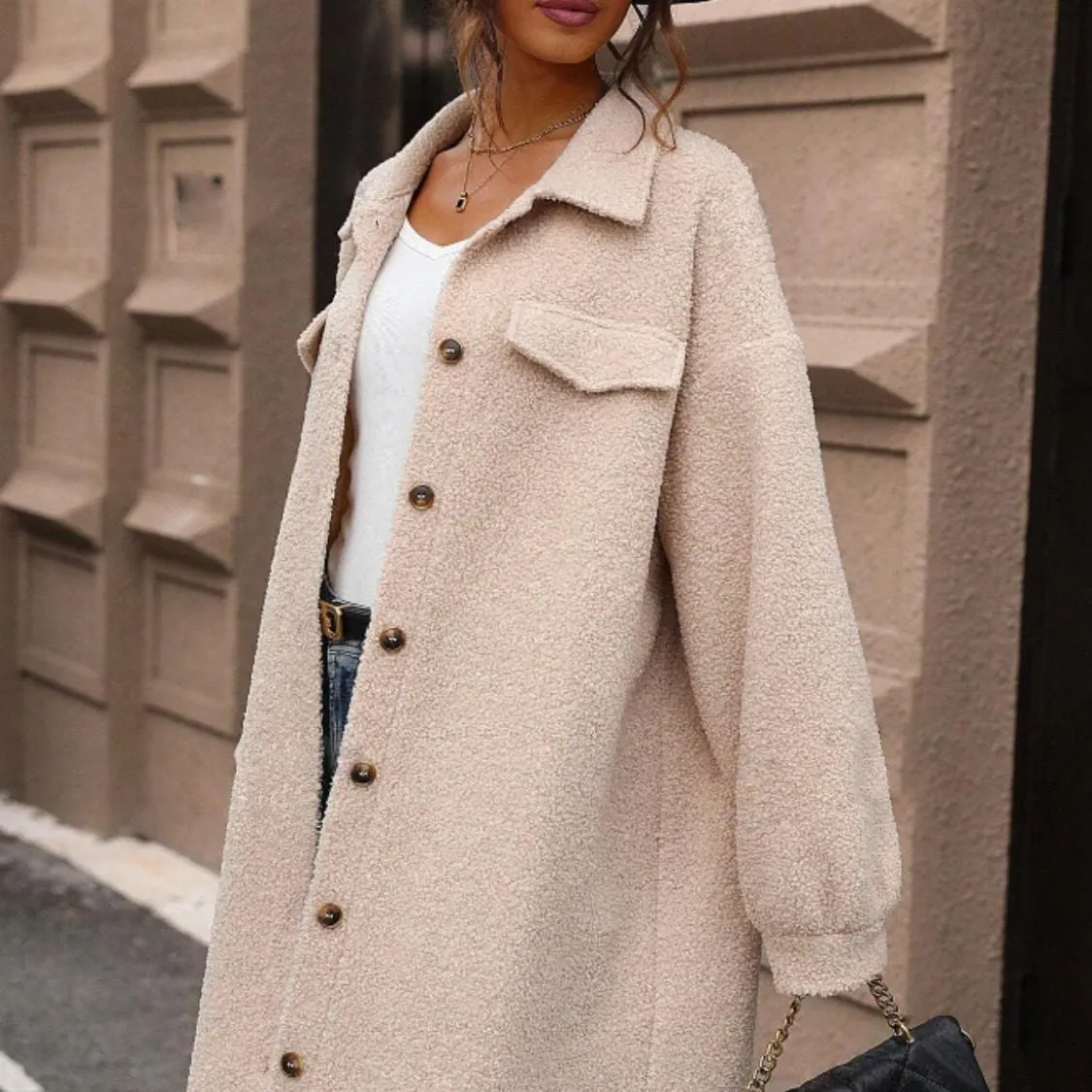 Button Up Sherpa Coat