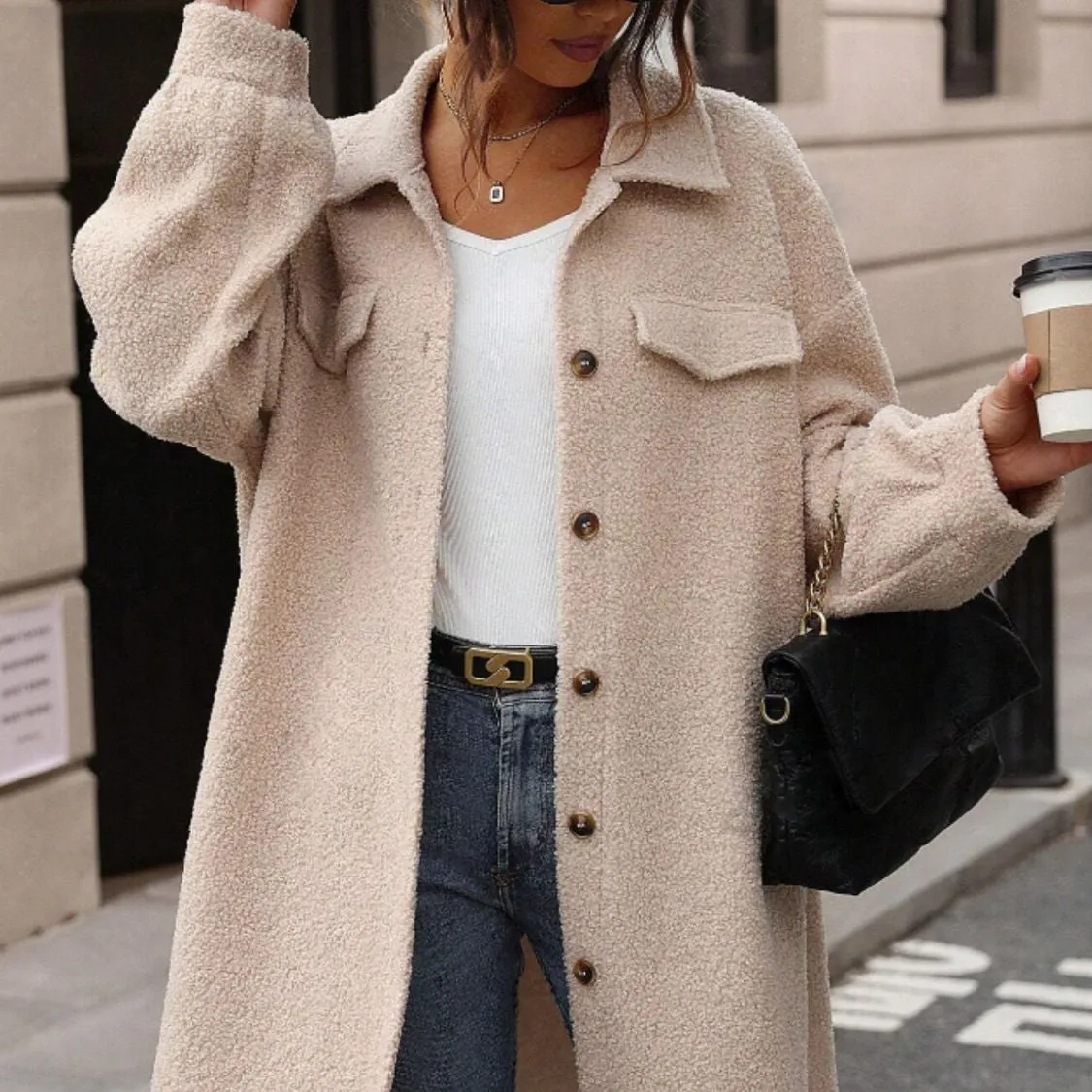 Button Up Sherpa Coat