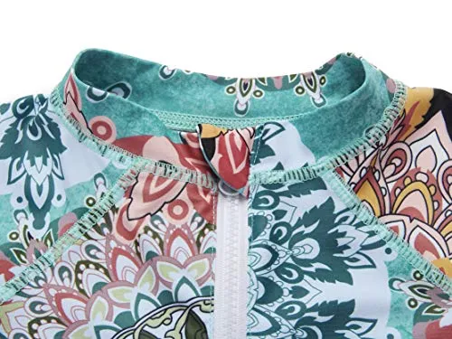 Caracilia Long Sleeve Rashgurad Swimsuit UPF 50  Kids Swimwear Sunsuits with Zipper ZWY29-T05-XS