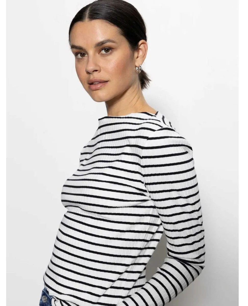 Chalk Black Stripe Boatneck T-Shirt