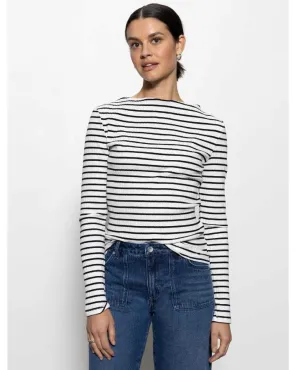 Chalk Black Stripe Boatneck T-Shirt