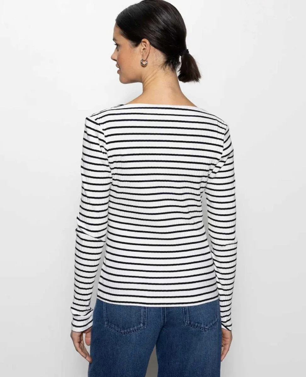 Chalk Black Stripe Boatneck T-Shirt