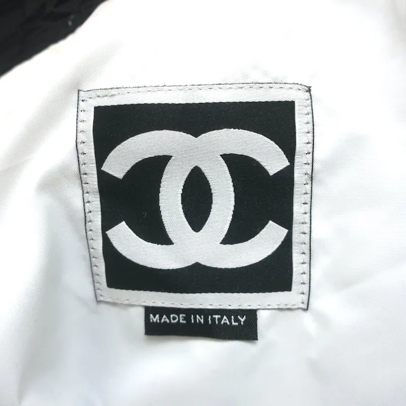 Chanel 09P Camellia Laser Cut Bomber Jacket Black Size 36