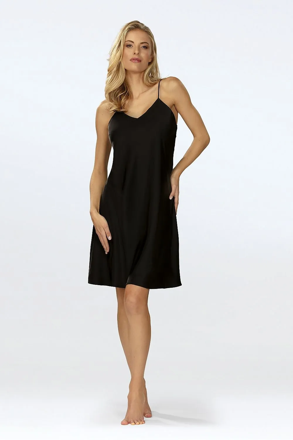 Chemise Satin Short Dress with Adjustable Straps
