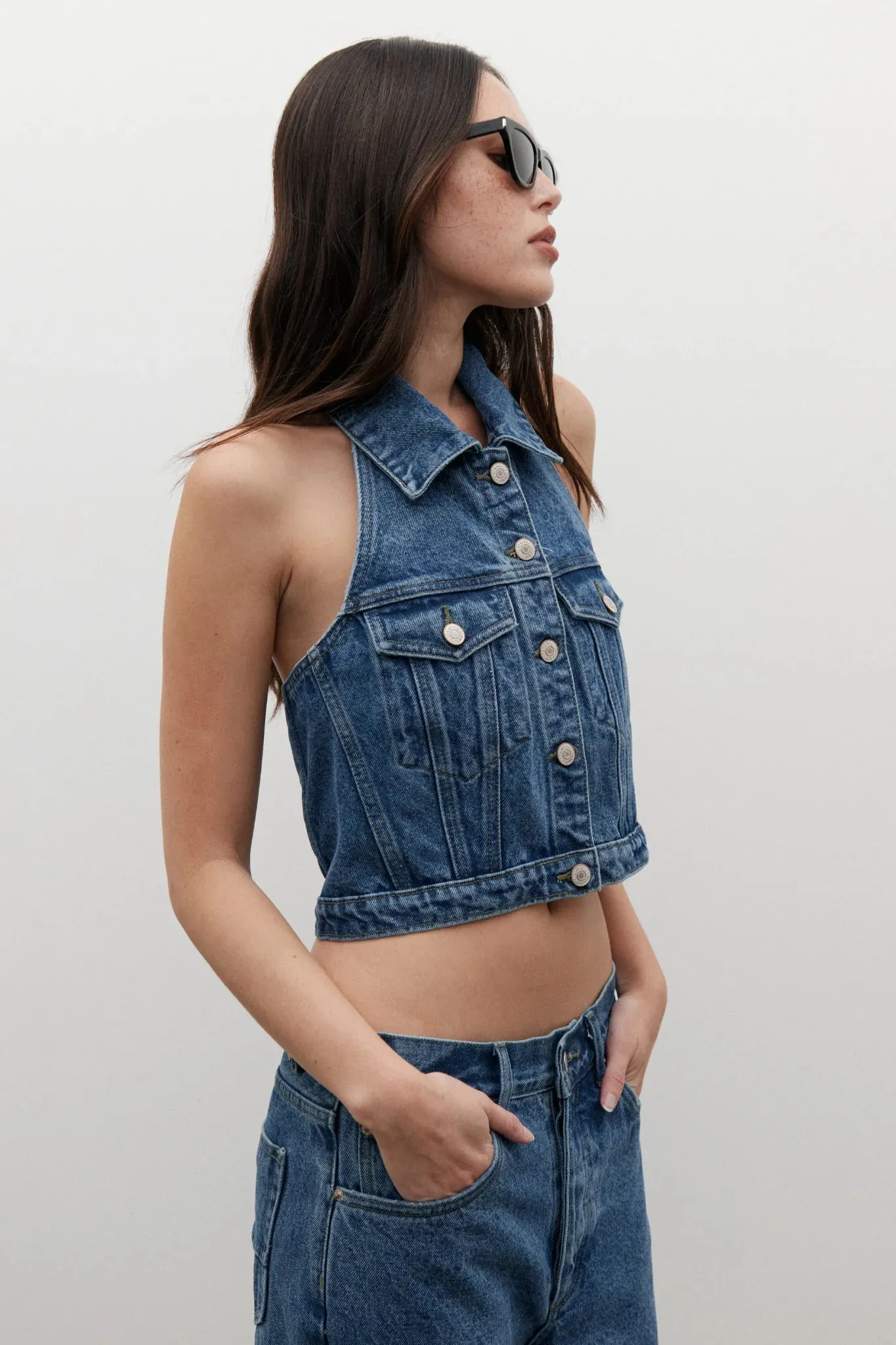 CHLOE DENIM VEST - DENVER BLUE