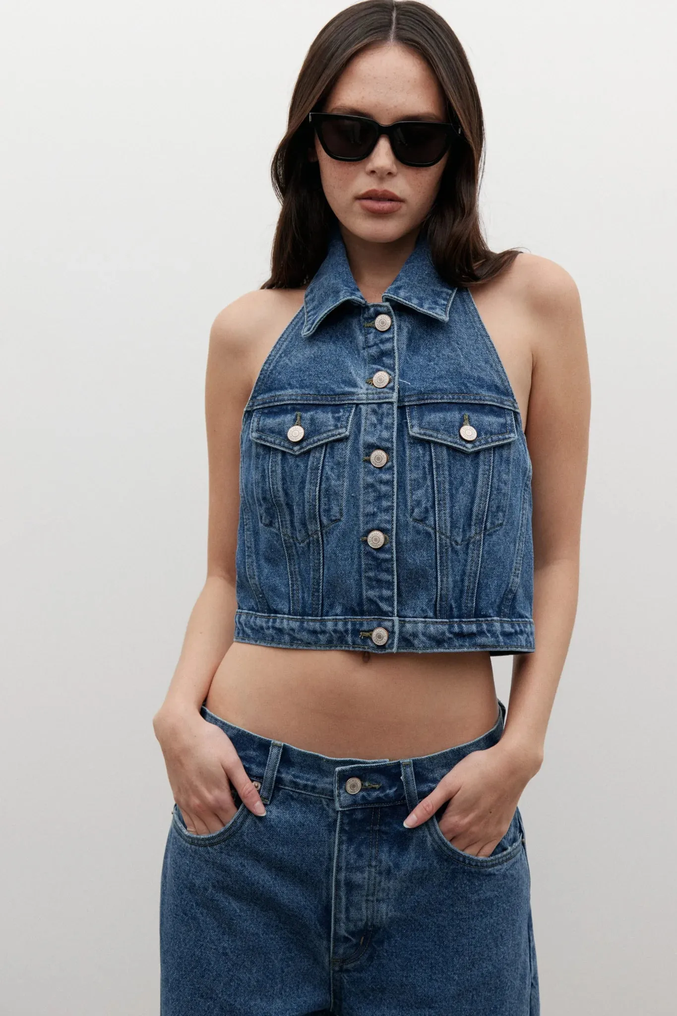 CHLOE DENIM VEST - DENVER BLUE