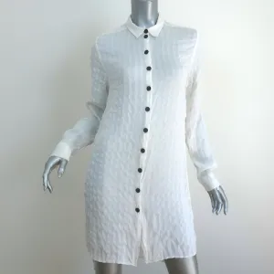 Christian Dior Button Down Tunic Mini Dress White Striped Silk-Blend Size US 6
