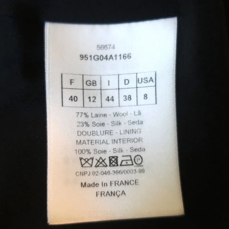 Christian Dior Vest Black Wool-Silk Size US 8 Sleeveless Jacket