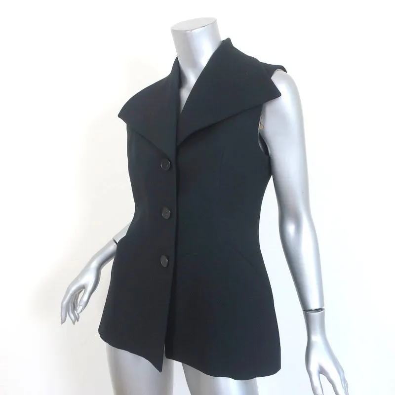 Christian Dior Vest Black Wool-Silk Size US 8 Sleeveless Jacket