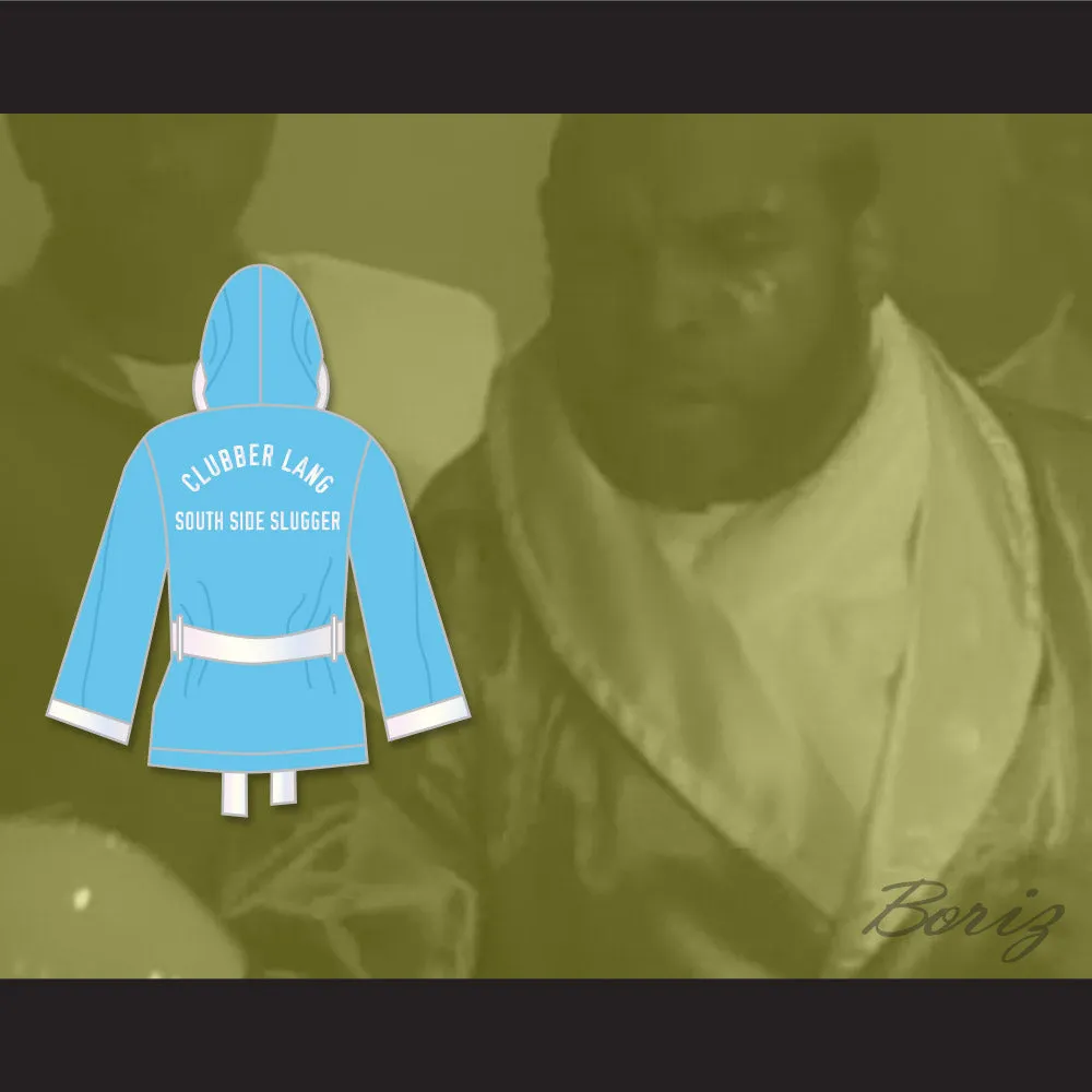 Clubber Lang South Side Slugger Light Blue Satin Half Boxing Robe with Hood