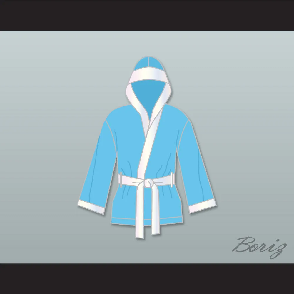 Clubber Lang South Side Slugger Light Blue Satin Half Boxing Robe with Hood
