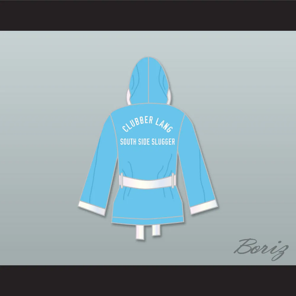 Clubber Lang South Side Slugger Light Blue Satin Half Boxing Robe with Hood