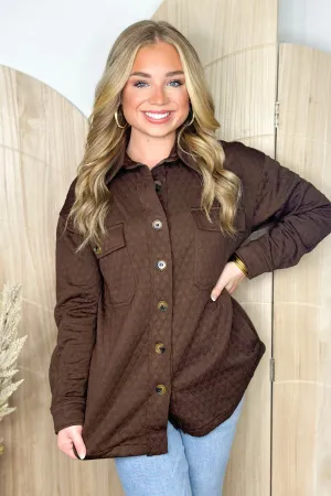 Coffee Textured Button Up Jacket *Final Sale*