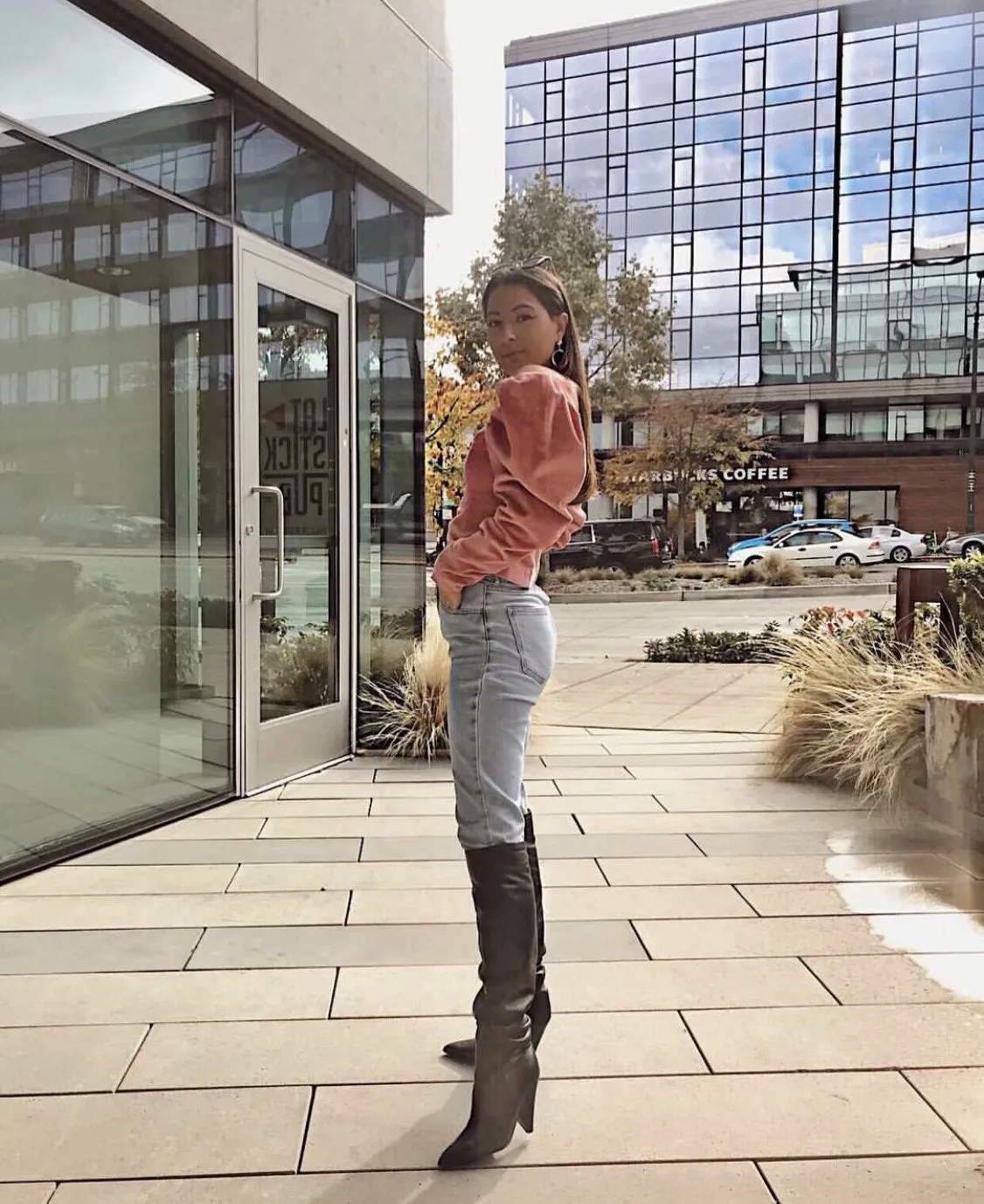 Corduroy Square Collar Puff Bubble Sleeve Shirt Crop Tops