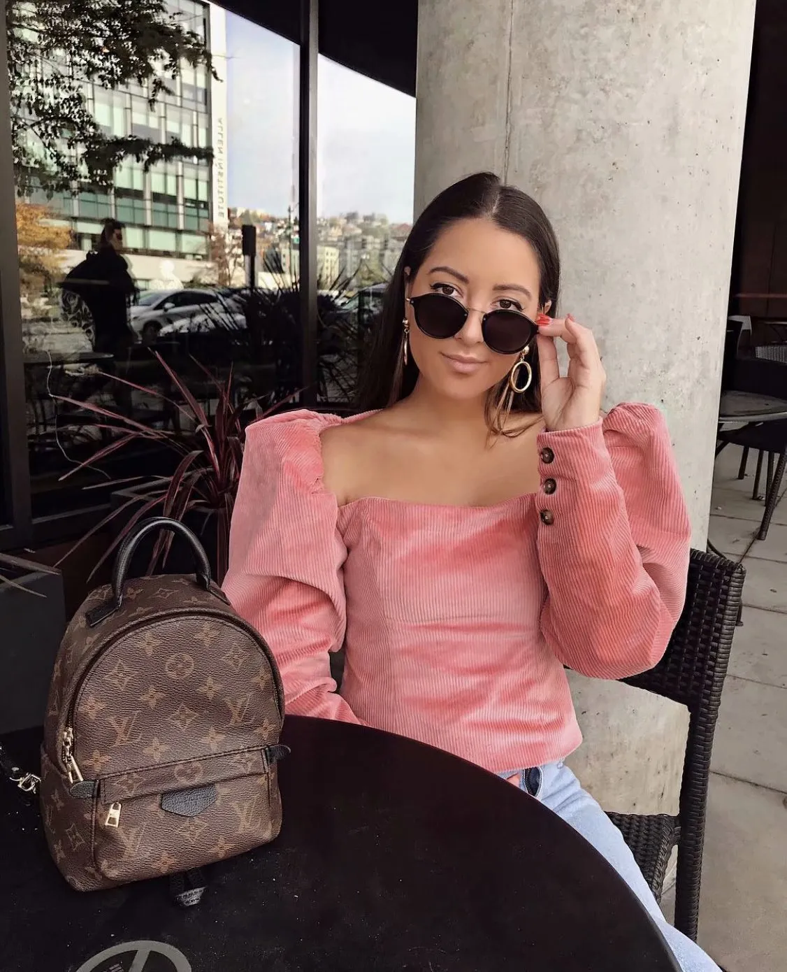 Corduroy Square Collar Puff Bubble Sleeve Shirt Crop Tops