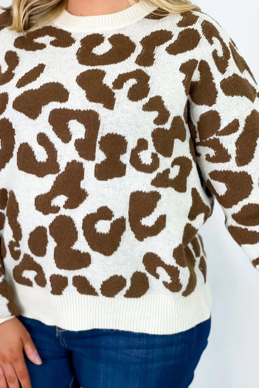 Cream and Brown Animal Print Long Sleeve Sweater *Final Sale*