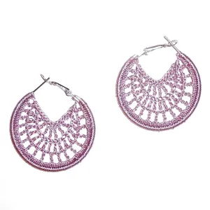 Crocheted Hoop Earrings - Orchid