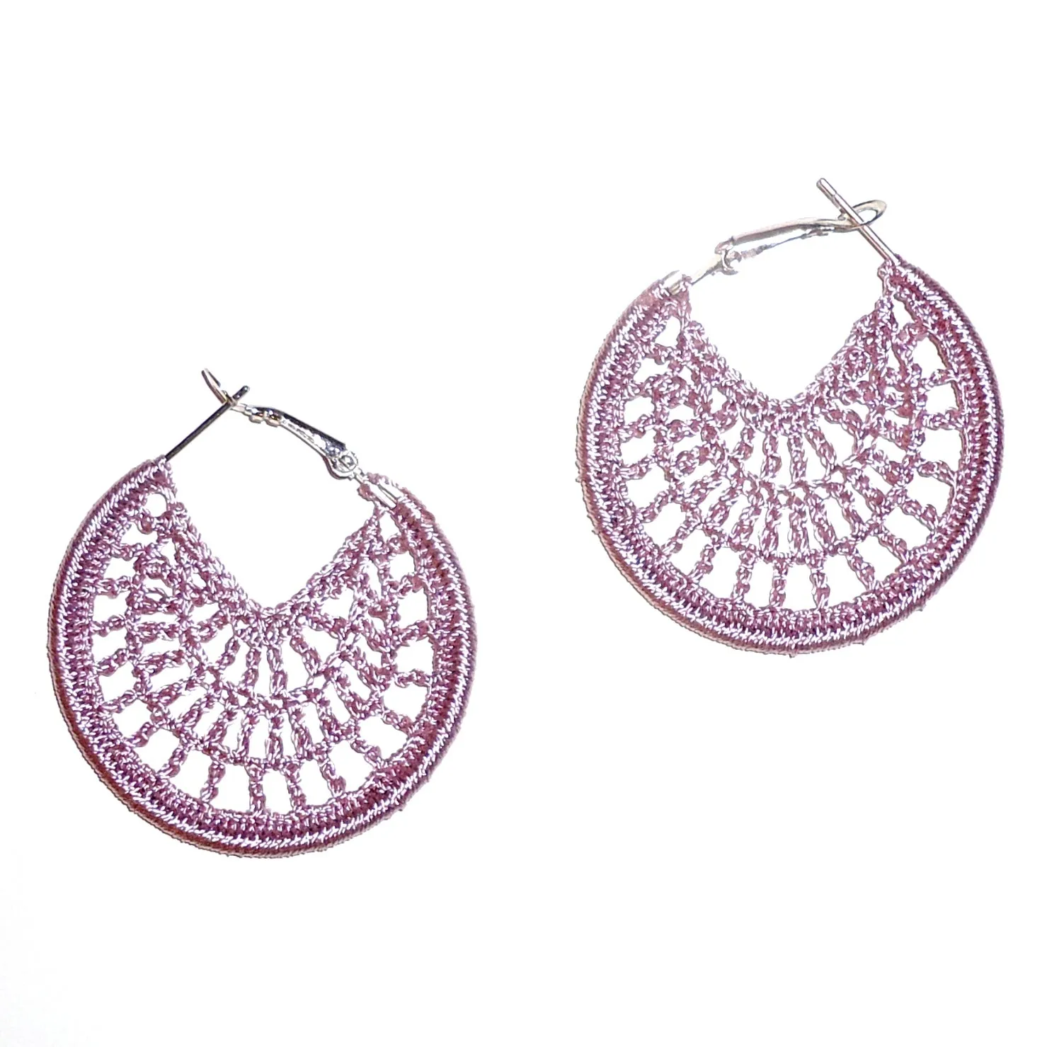 Crocheted Hoop Earrings - Orchid