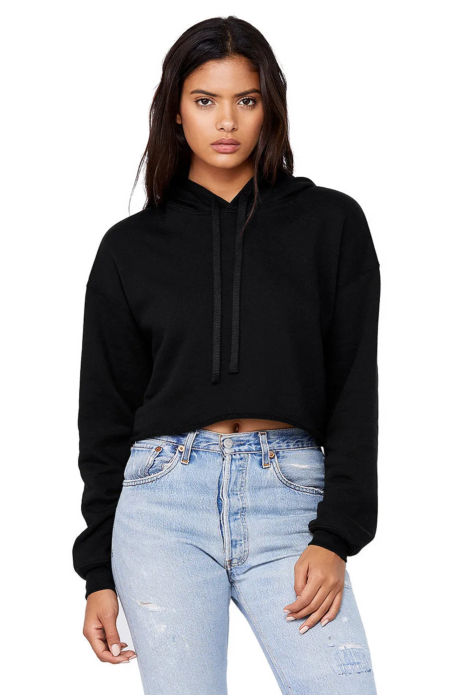Cropped fleece hoodie