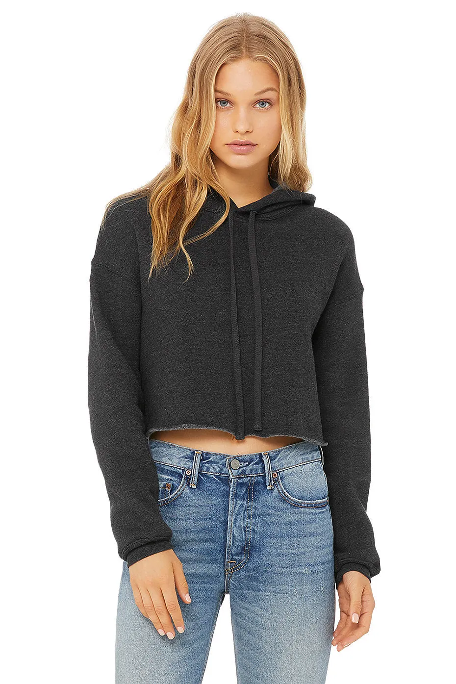 Cropped fleece hoodie