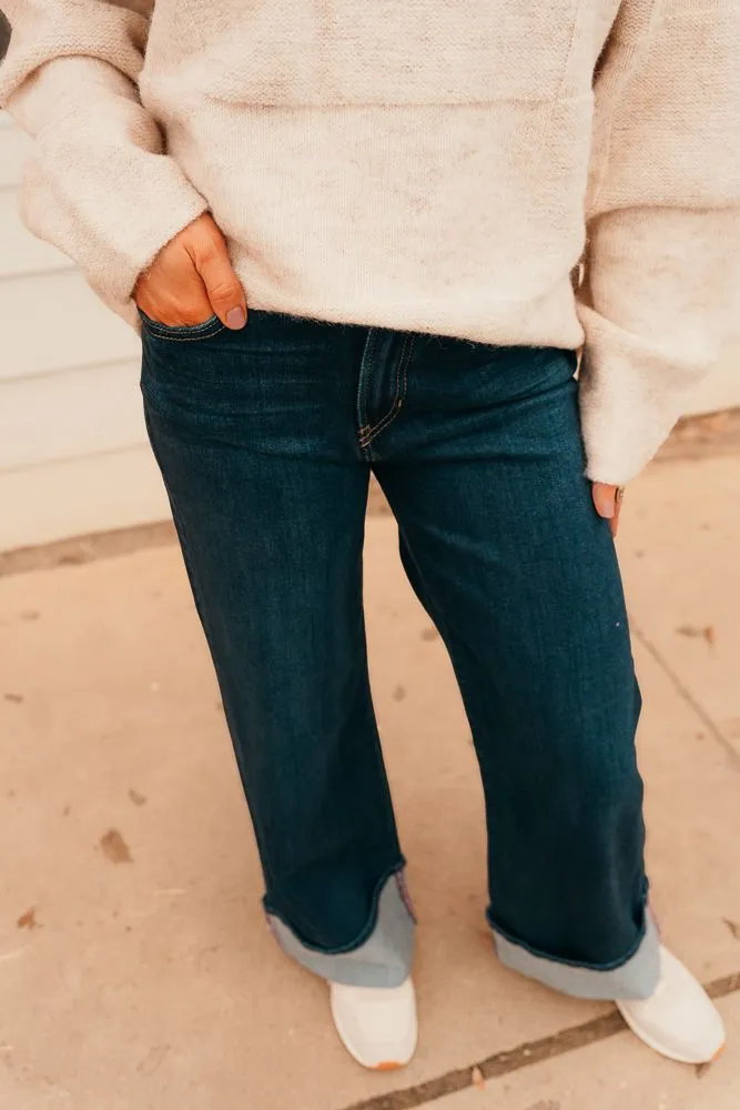 Dark Denim Cuffed Palazzo BP476J
